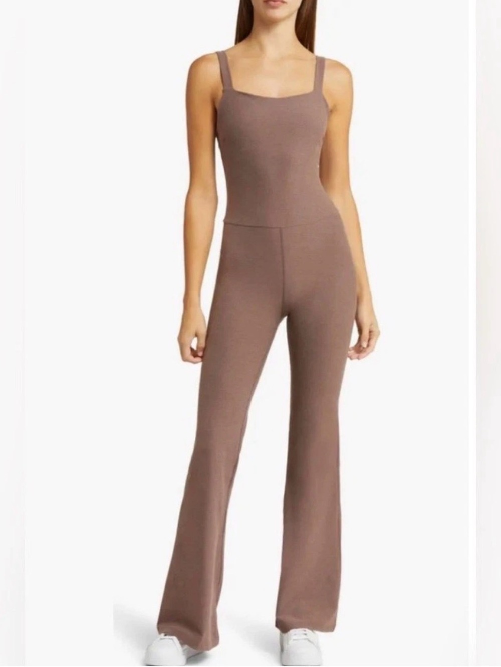 Beyond Yoga Spacedye Hit The Scene Flare Brown Jumpsuit Large Wide Leg SD6182